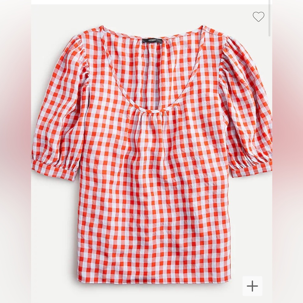 J. Crew Scoopneck puff-sleeve top in drapey gingham
Size Small